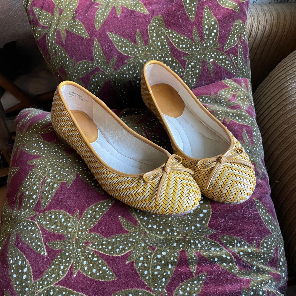 Yellow Woven Ballet Flats rattan 6 1/2
